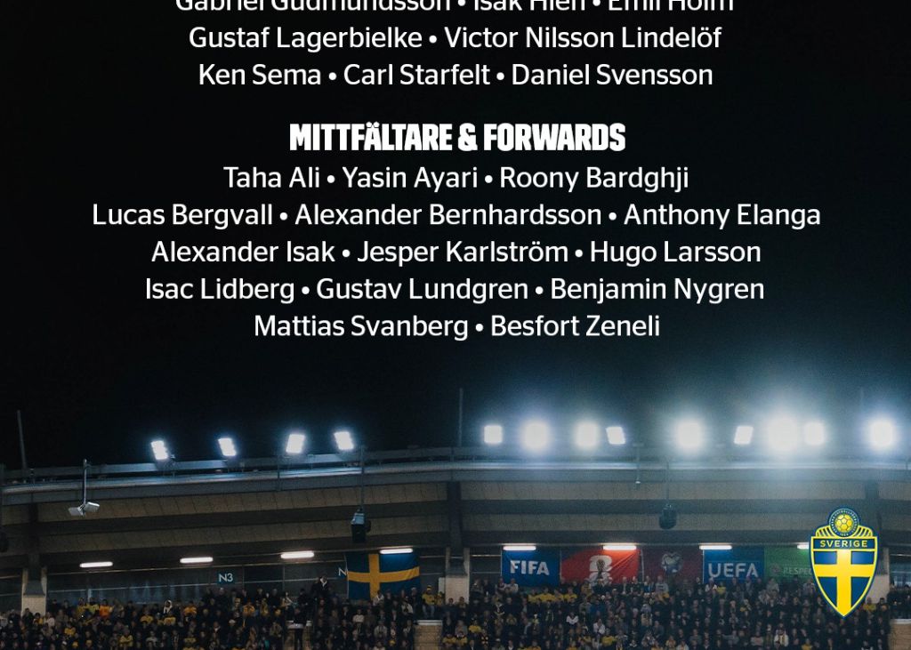 Composition de l'équipe nationale suédoise : Isaac ouvre la voie, Djekereis est blessé